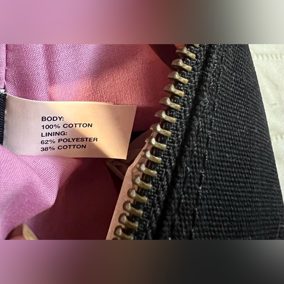 Gap Wristlet Clutch Zipper Black Canvas Button Pocket Pink Lining Snap Strap - Picture 9 of 12